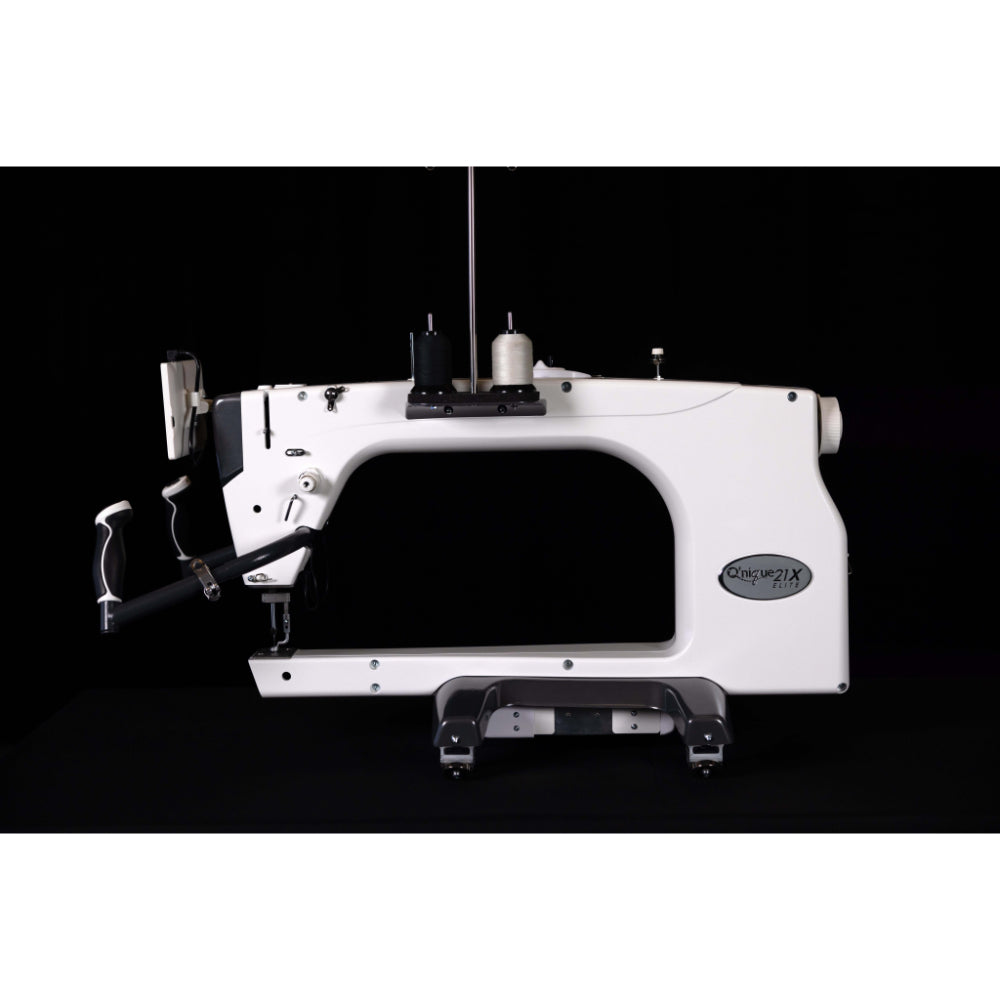 Grace Q'nique 21X Elite Longarm Quilting Machine Side View Black Background