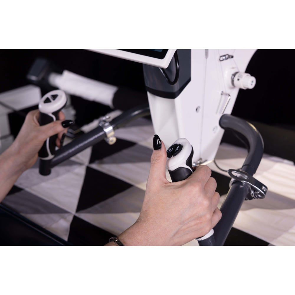 Grace Q'nique 21X Elite Longarm Quilting Machine Handles close up in use